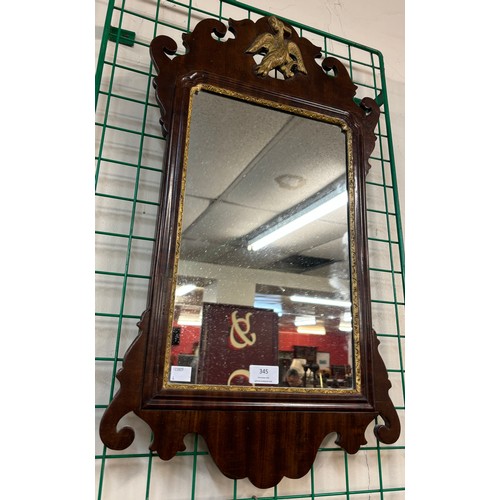 345 - A George II style mahogany and parcel gilt framed mirror