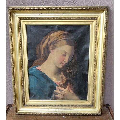 386 - Italian School (19th Century), portrait of the Virgin Mary, oil on canvas, framed