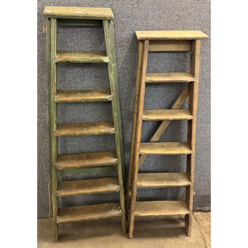 272 - Two pine step ladders