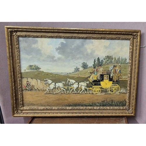 388 - J.A.H. Terry, Birmingham Coach, oil on canvas, framed