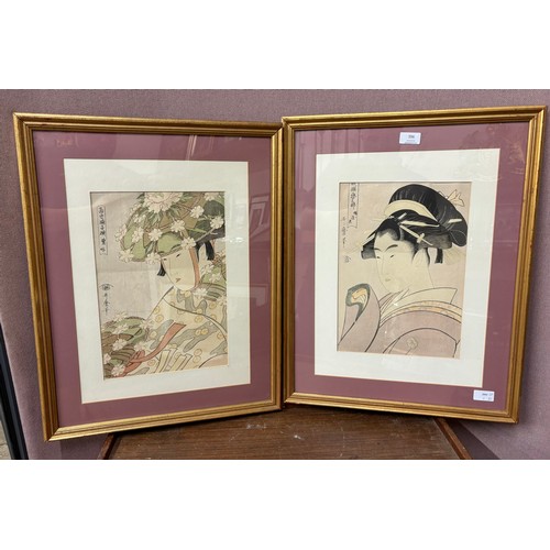 396 - Two Japanese prints, framed