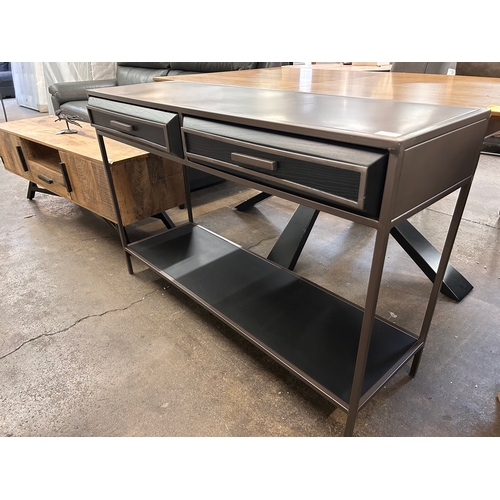 3034 - An industrial style two drawer console table