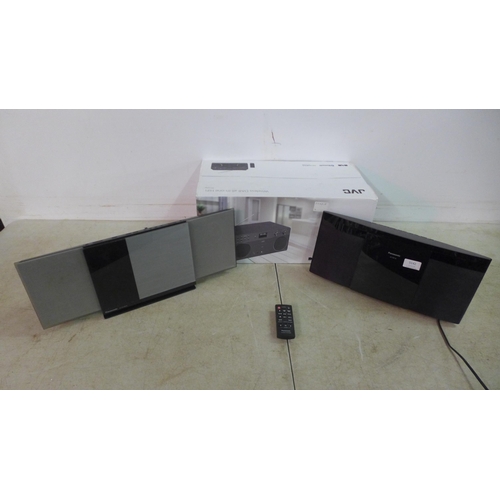 5142 - A Panasonic SC-HC19 compact stereo system, a Panasonic SC-HC38DB compact stereo system and a JVC RD-... 