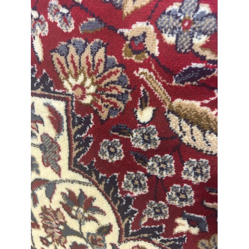 3052 - Rich red ground full pile cashmere carpet traditional floral medallion design 135 x 330