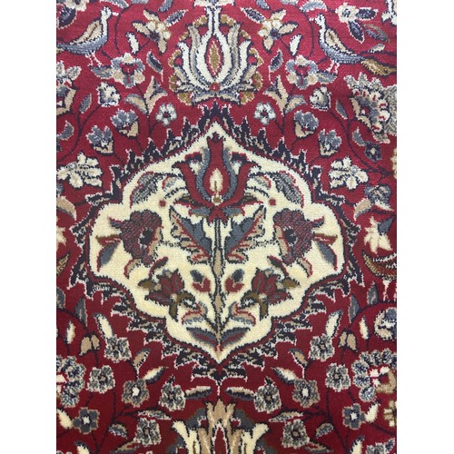 3052 - Rich red ground full pile cashmere carpet traditional floral medallion design 135 x 330