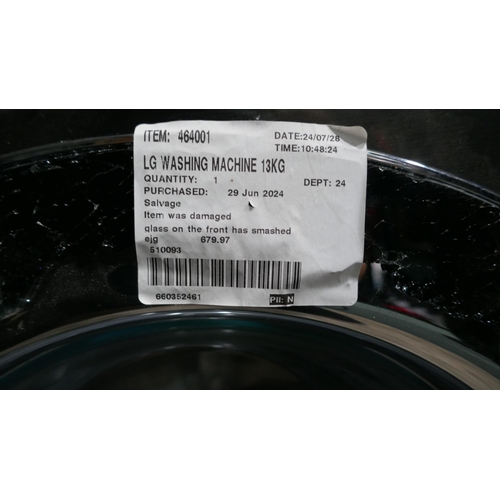 6280 - LG Black Washing Machine 13Kg (damaged) (Model no: F4Y913BCTA1) Original RRP £679.99 + Vat (336-199)... 