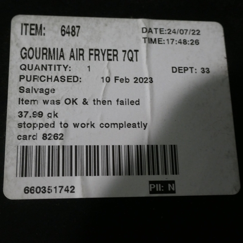 6313 - Gourmia Air Fryer 7Qt (sold as scrap)    (338-168) *This lot is subject to Vat