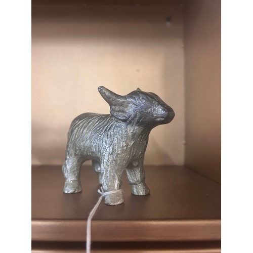 3068D - A brushed silver Highland Cow on planter spike (3481306)   #