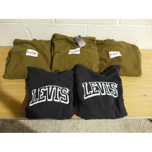 6214 - Levi's hoodies x 5 various sizes & colours