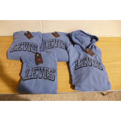 6215 - Levi's hoodies blue x 4, various sizes (336-86071) *This lot is subject to Vat