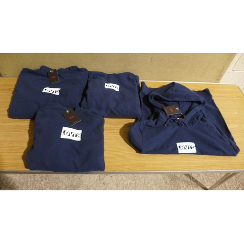 6216 - Levi's hoodies, blue x 4 various sizes (336-86071) *This lot is subject to Vat