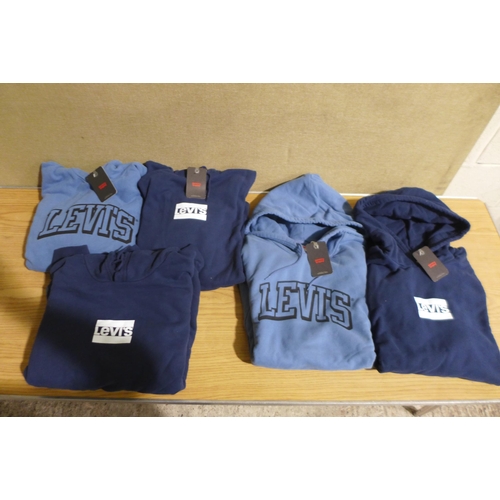 6218 - Levi's hoodies, x 5, (2 x light blue/3 x navy) various sizes (336-86071) *This lot is subject to Vat