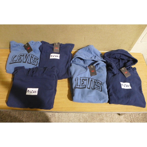 6218 - Levi's hoodies, x 5, (2 x light blue/3 x navy) various sizes (336-86071) *This lot is subject to Vat