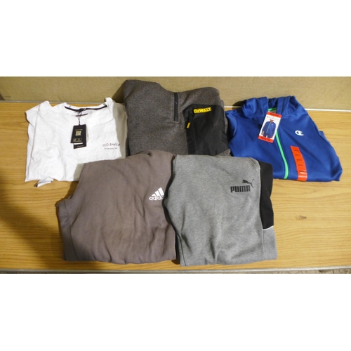 6221 - Quantity of mixed branded clothing, to include: Dewalt, Puma, Addidas, Champion, etc (336-86071) *Th... 