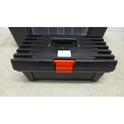 5023 - A Zag tool box and one other toolbox containing  a quantity of tools including a spirit level, an Ir... 