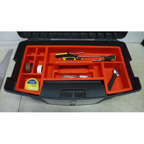 5023 - A Zag tool box and one other toolbox containing  a quantity of tools including a spirit level, an Ir... 