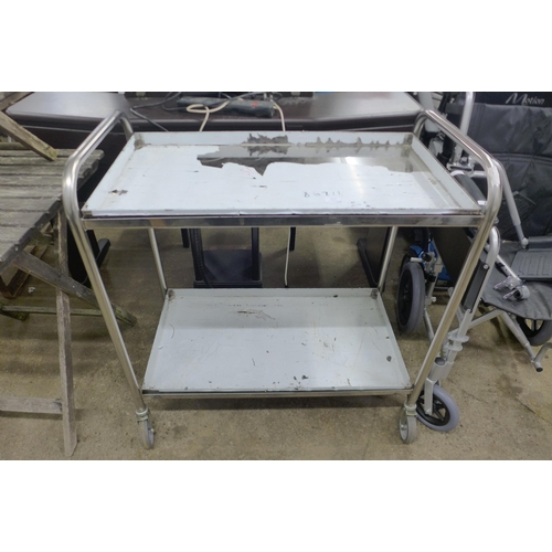 5237 - A 2 tier stainless trolley