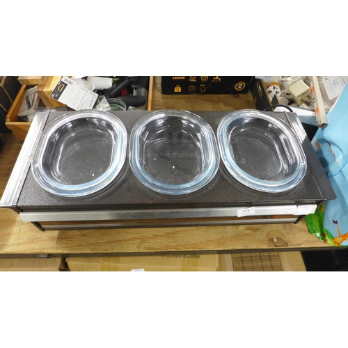 5278 - A Hostess heated side server with three glass dishes