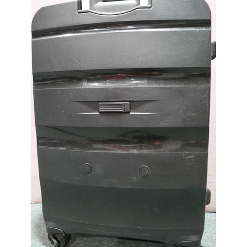 6126B - American Tourister Bon Air 3 piece Black hard shell  suitcases (large case zip fault) Original RRP £... 