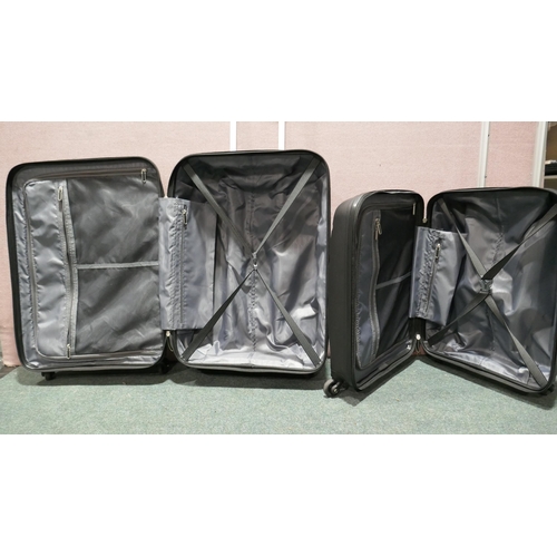 6126B - American Tourister Bon Air 3 piece Black hard shell  suitcases (large case zip fault) Original RRP £... 