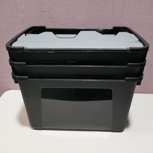 6149 - Three 45L storage boxes (damaged lids) (336-51-53) *This lot is subject to Vat