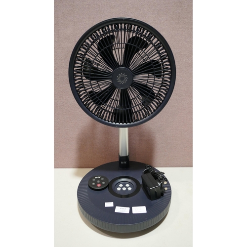 6151 - Nsa Folding Stand Fan with remote, box and charger (336-55) *This lot is subject to Vat