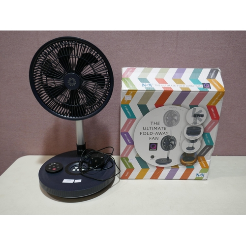 6152 - Nsa Folding Stand Fan with remote, box and charger (336-54) *This lot is subject to Vat