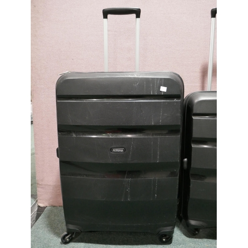 6162 - American Tourister Bon Air 3 piece black hard shell suitcases, Original RRP £133.33 + Vat (336-8) *T... 