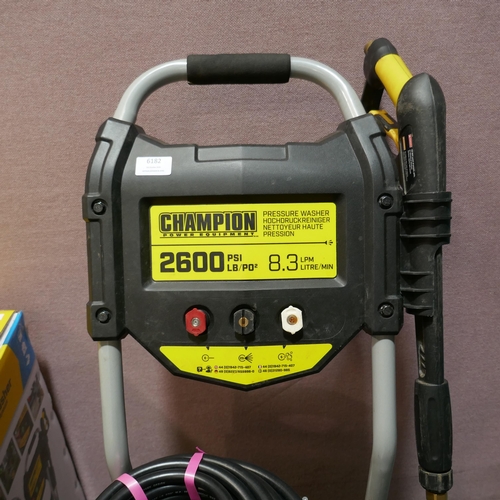 6182 - Champion Petrol 2600 Psi Pressure Washer with three nozzels lance, hose and box, Original RRP £299.9... 