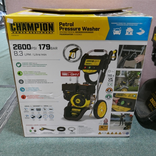 6182 - Champion Petrol 2600 Psi Pressure Washer with three nozzels lance, hose and box, Original RRP £299.9... 