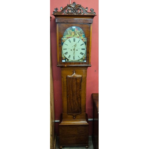 115 - A 19th Century Scottish mahogany 8-day longcase clock, the painted dial signed J. Brown, Kilmarnock