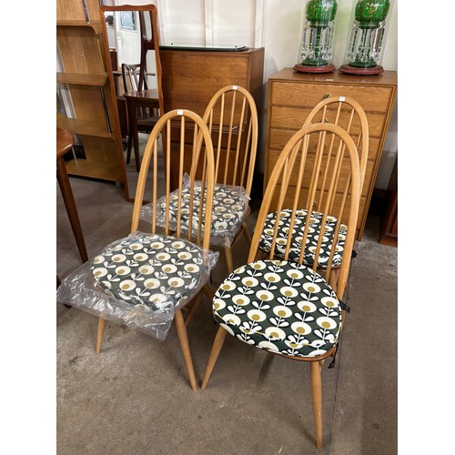 46 - A set of four Ercol Blonde elm and beech Quaker chairs