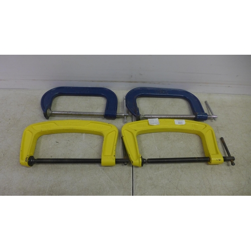 5008 - Four large 'G' clamps including two 8” Stanley clamps