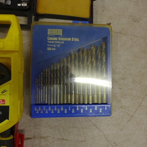 5010 - A quantity of assorted hand tools including socket sets, files, drill bits, a Stanley set etc.