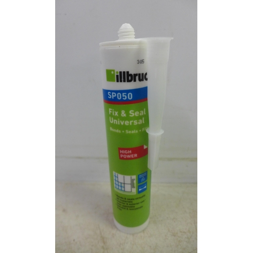 5029 - 12 x Tubes of Illbruck SP050 fix and seal universal white sealant. Expiry date 07/21