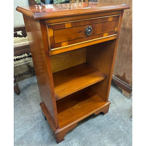 157 - A Regency style inlaid yew wood single drawer side table