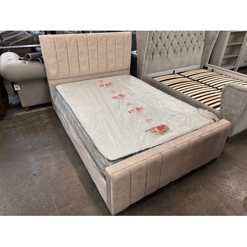 3138 - A champagne velvet double bed frame