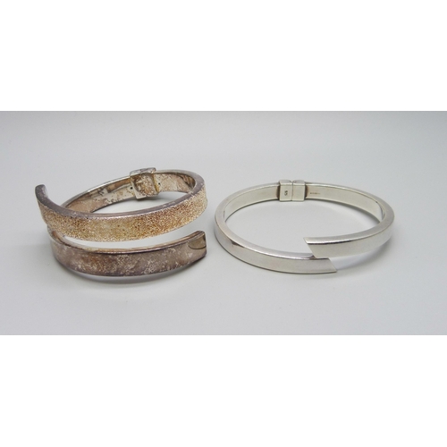 1006 - Two silver bangles, 54g