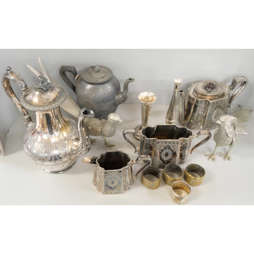 1022 - A collection of plated ware, etc., including a c1900 tea service **PLEASE NOTE THIS LOT IS NOT ELIGI... 