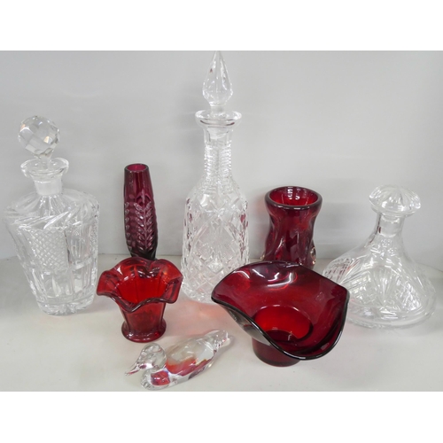 1023 - Four boxes of assorted crystal and glassware including coloured **PLEASE NOTE THIS LOT IS NOT ELIGIB... 