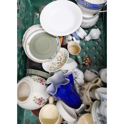 1025 - Three boxes of decorative china, an oak mounted salad bowl, etc. **PLEASE NOTE THIS LOT IS NOT ELIGI... 