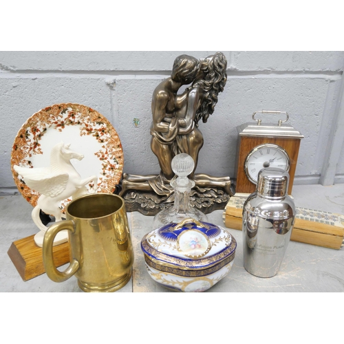 1043 - A collection of metalware and china including an Irish porcelain Royal New Zealand Air Force mug, Gu... 