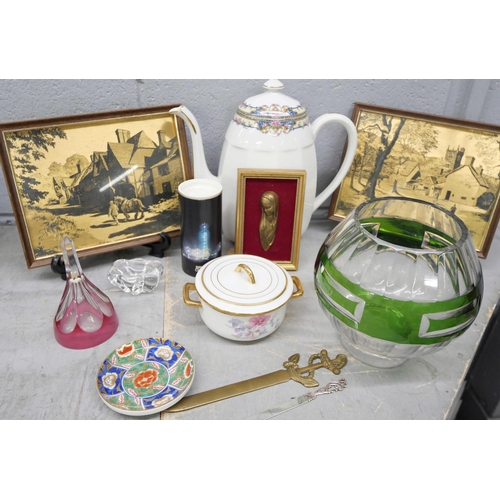 1046 - A collection of French china and glassware including LPN France cups and saucers, liquor glass and g... 