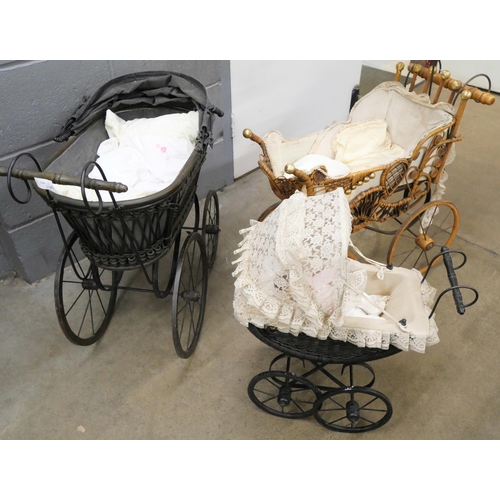 1054 - Three doll's prams and a small Ashton Drake doll **PLEASE NOTE THIS LOT IS NOT ELIGIBLE FOR IN-HOUSE... 