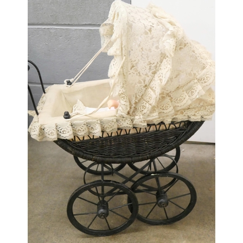 1054 - Three doll's prams and a small Ashton Drake doll **PLEASE NOTE THIS LOT IS NOT ELIGIBLE FOR IN-HOUSE... 