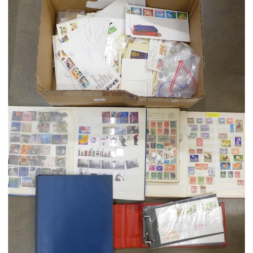 1061 - A box of stamps, covers, etc., loose and in albums