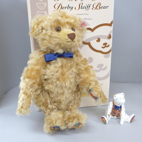 603 - Two Steiff Teddy bears, The Royal Crown Derby Steiff Bear, dark blond, limited edition and 2012 Diam... 