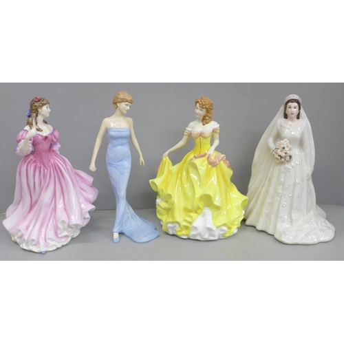 604 - Three Royal Doulton figures, Figure of the Year Lauren, Pretty Ladies Summer and Diana Princess of W... 