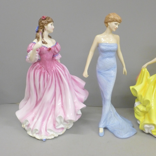 604 - Three Royal Doulton figures, Figure of the Year Lauren, Pretty Ladies Summer and Diana Princess of W... 