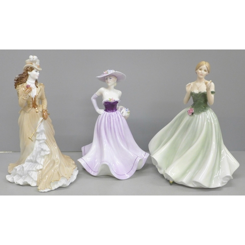 607 - Three figures, Royal Worcester Keepsake, and Coalport Helena and Demetria